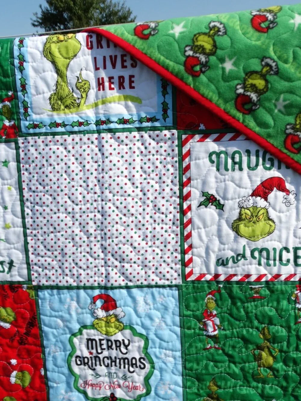 Handmade Quilt How the Grinch Stole Christmas finished quilt